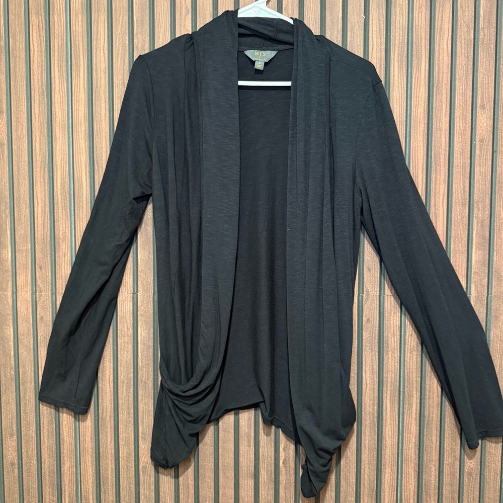 MIX by 41 Hawthorn Black Draped Open Front Cardigan | Medium